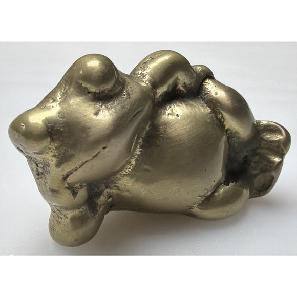 Vintage Mini Brass Frog Figurine Statue Paperweight Posing Laying Down - Picture 6 of 14